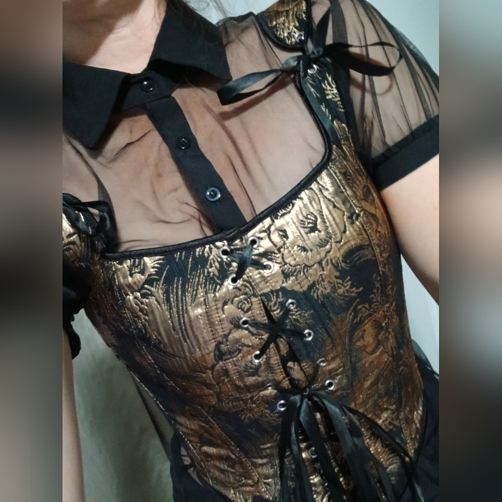 New Gold and Black Corset Top